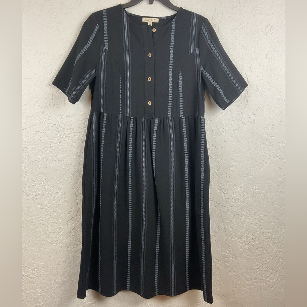 Women’s Pologram Black Button Midi Dress Size Small
